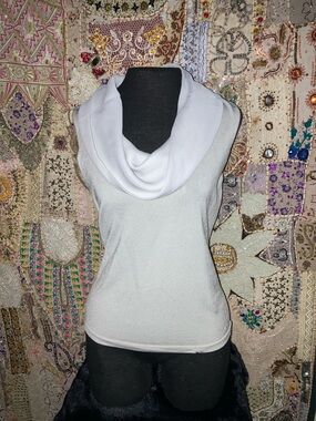 Jones New York Sleeveless Cowl Neck Sweater Top - White